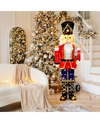 Costway 5 Ft Lighted Nutcracker Soldier Outdoor Christmas Decoration with Glitter Sword