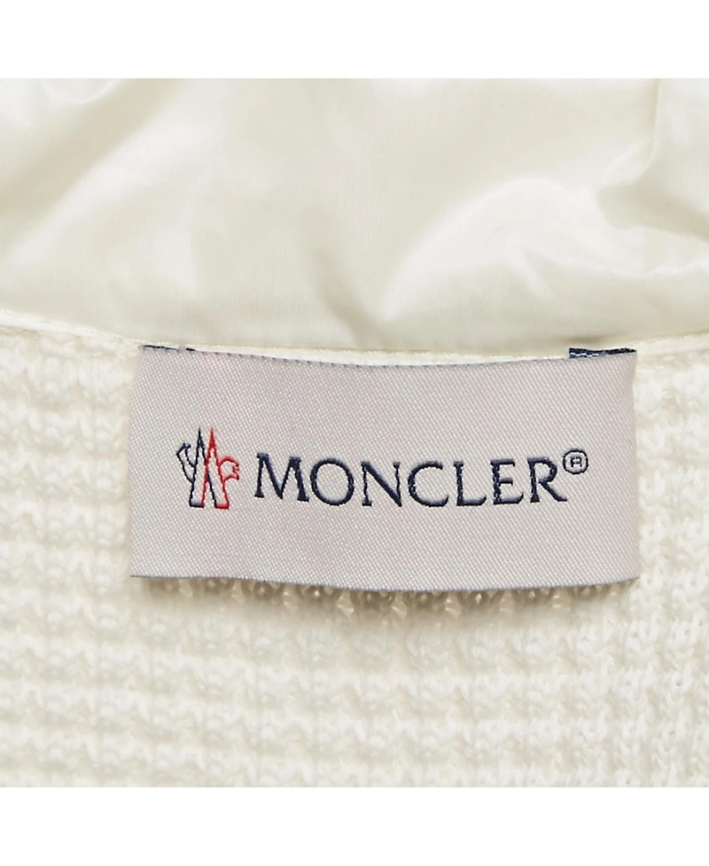 Pre-Owned Moncler Men's White Logo Print Cotton Knit And Quilted Nylon Down Jacket