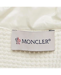 Pre-Owned Moncler Men's White Logo Print Cotton Knit And Quilted Nylon Down Jacket