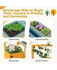 Kids Outdoor Potting Bench with See-Through Window