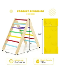 Skonyon 3-in-1 Wooden Climbing Triangle Set Triangle Climber with Ramp-Multicolor