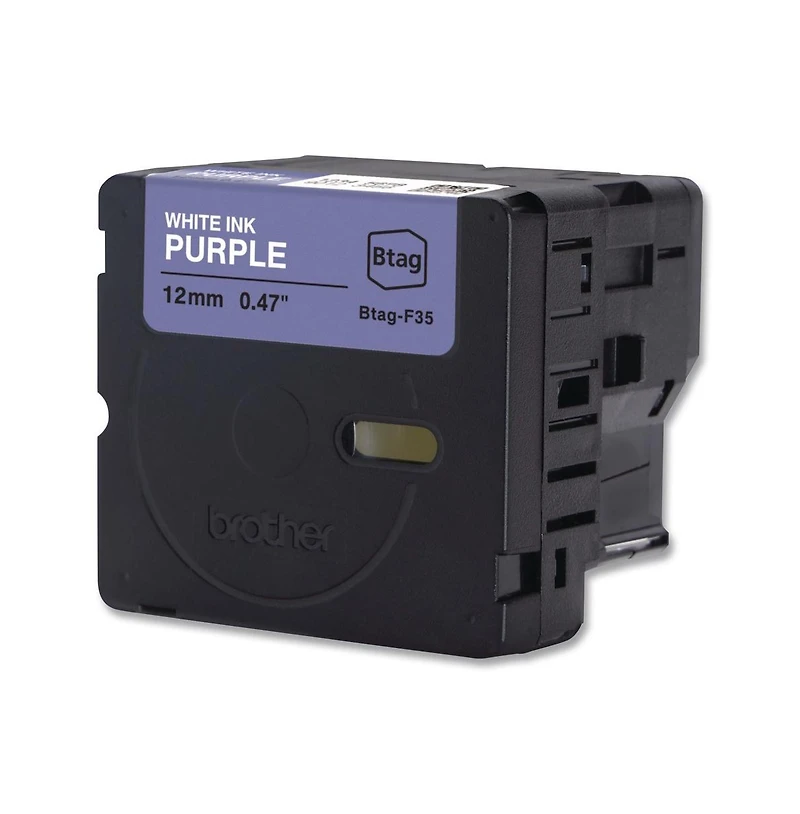 Brother P-Touch BtagF35 0.47 in. x 13.1 ft. Genuine P-Touch BTAG Label Tapes - White on Purple