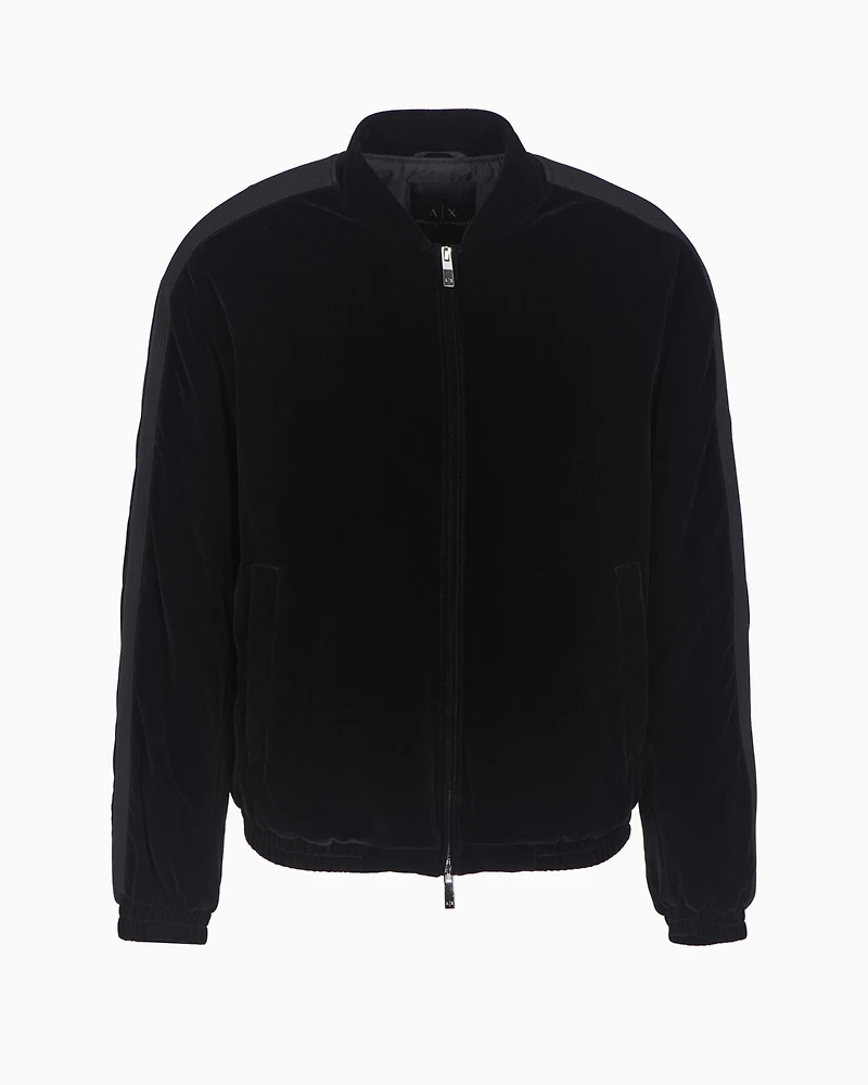 A|X Armani Exchange Men's Full-Zip Velour Bomber Jacket