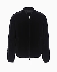 A|X Armani Exchange Men's Full-Zip Velour Bomber Jacket
