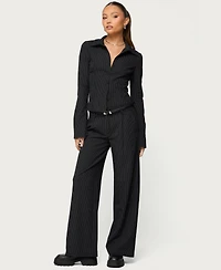 Edikted Women's Pinstripe Tailored Button Up Shirt
