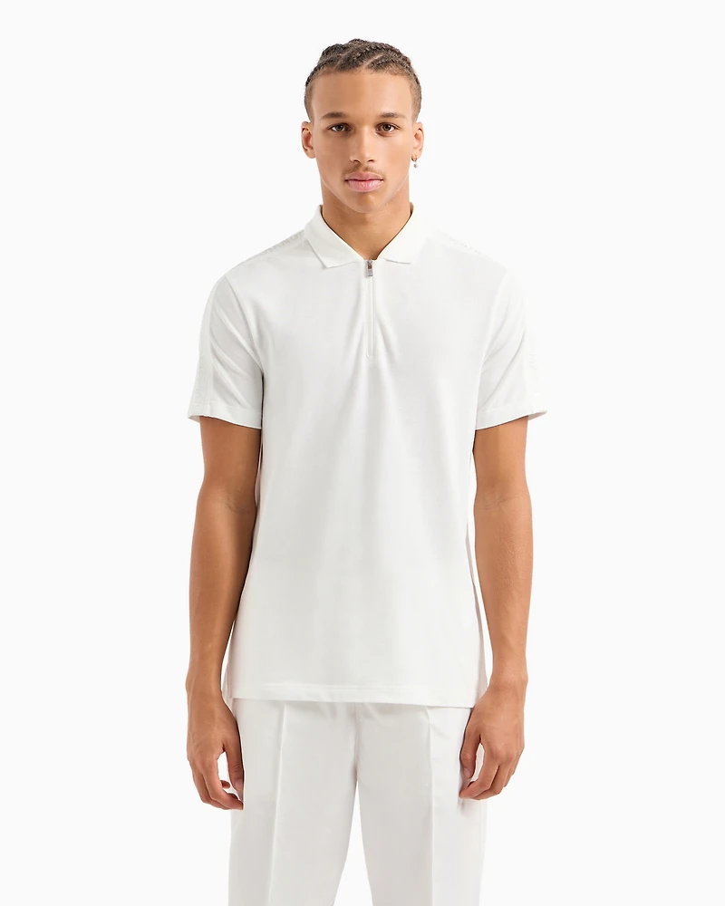 A|X Armani Exchange Men's Regular-Fit Embroidered Logo 1/4-Zip Polo Shirt