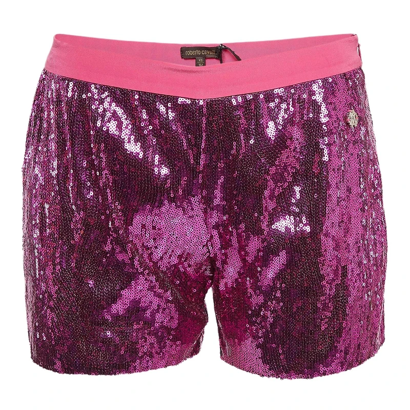 Pre-Owned Roberto Cavalli Women's Pink Sequin Shorts