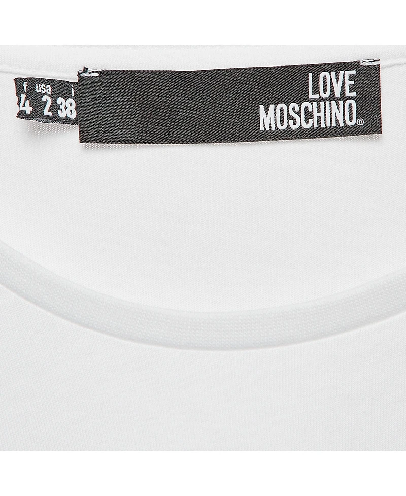 Pre-Owned Love Moschino Women's White Metallic Print Jersey T-Shirt