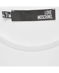 Pre-Owned Love Moschino Women's White Metallic Print Jersey T-Shirt