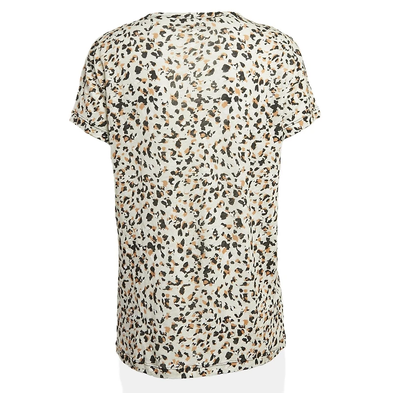 Pre-Owned Zadig & Voltaire Women's Leopard Print Linen Jersey Oversized T-Shirt
