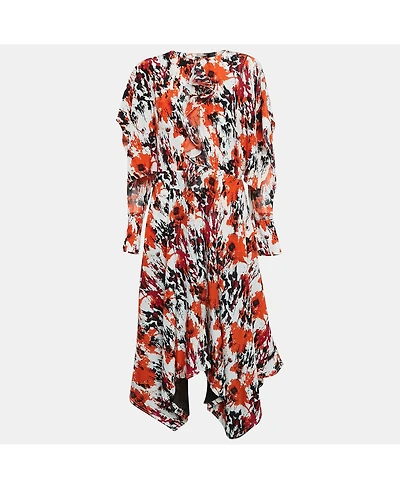 Pre-Owned Roberto Cavalli Women's Multicolor Silk Asymmetric Midi Dress