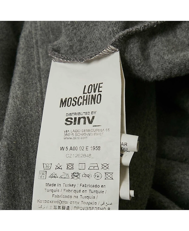 Pre-Owned Love Moschino Women's Grey Logo Embellished Cotton Knit Mini Dress