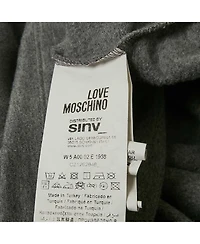 Pre-Owned Love Moschino Women's Grey Logo Embellished Cotton Knit Mini Dress