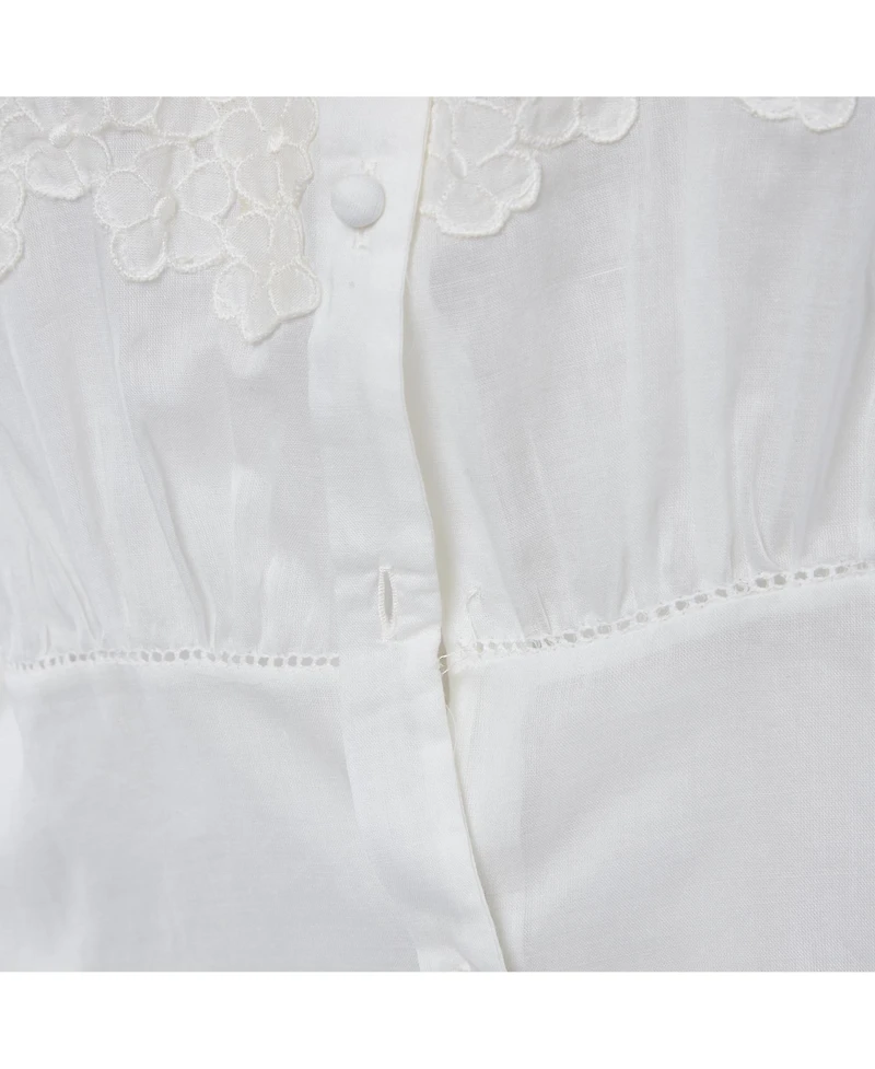 Pre-Owned Roberto Cavalli Women's Cambric Cotton Floral Lace Trimmed Blouse