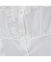 Pre-Owned Roberto Cavalli Women's Cambric Cotton Floral Lace Trimmed Blouse