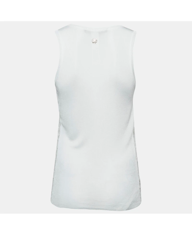 Pre-Owned Roberto Cavalli Women's Jersey Lace Trimmed Tank Top