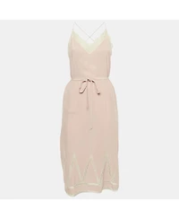 Pre-Owned Zadig & Voltaire Women's Pink Silk Lace Trimmed Chery Crepuscule Midi Slip Dress