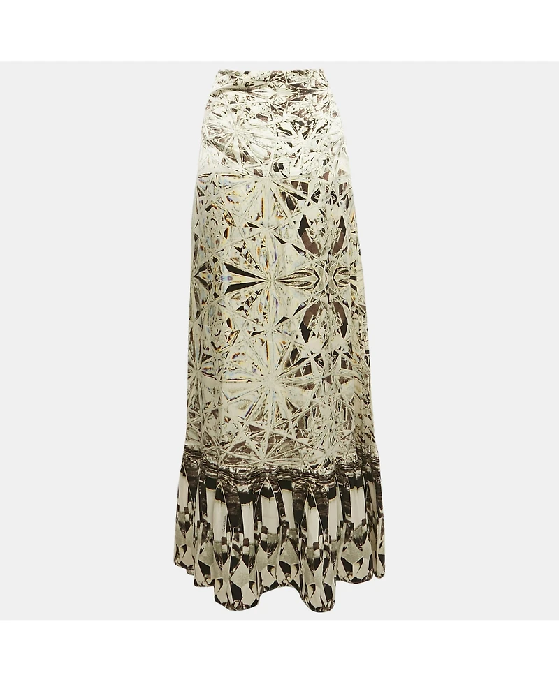 Pre-Owned Roberto Cavalli Women's Multicolor Printed Silk Maxi Skirt