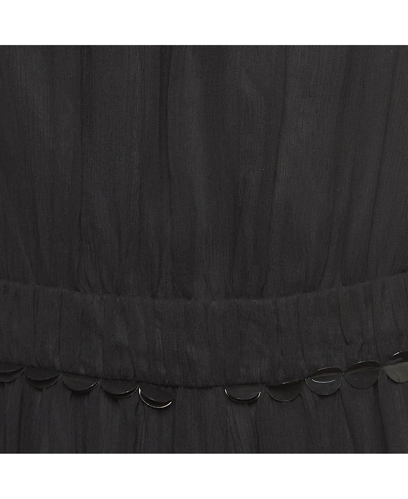 Pre-Owned Moschino Women's Cheap and Chic Vintage Black Silk Midi Dress with Metal Embellished Neck