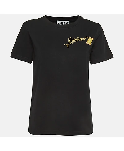 Pre-Owned Moschino Women's Couture Logo Embroidered Cotton Half Sleeve T-Shirt