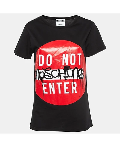 Pre-Owned Moschino Women's Couture Do Not Enter Print Cotton T-Shirt