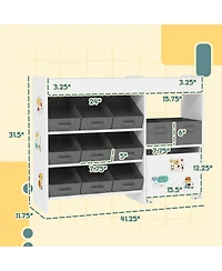 Qaba Toy Storage Organizer with 11 Fabric Bins, Moveable Cabinet
