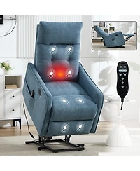 sumyeg Chenille Single Motor Power Lift Recliner Chair with Massage and Heavy Duty Motion Mechanism One Usb for Charging
