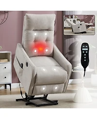 sumyeg Chenille Single Motor Power Lift Recliner Chair with Massage and Heavy Duty Motion Mechanism One Usb for Charging