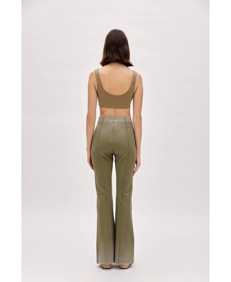 Pcfg Women's Cotton Acid Washed Flare Sweatpant