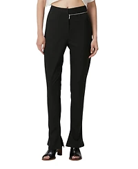 Pcfg Women's Striped Zip Detail Skinny Flare Pants
