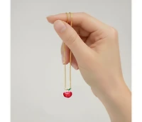 GiGiGirl Kids/Teens 14K Gold Plated with Red Enamel Apple Pendant Necklace