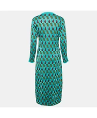 Pre-Owned La Doublej Women's . Green Diamond Jacquard Knit Leisure Dress