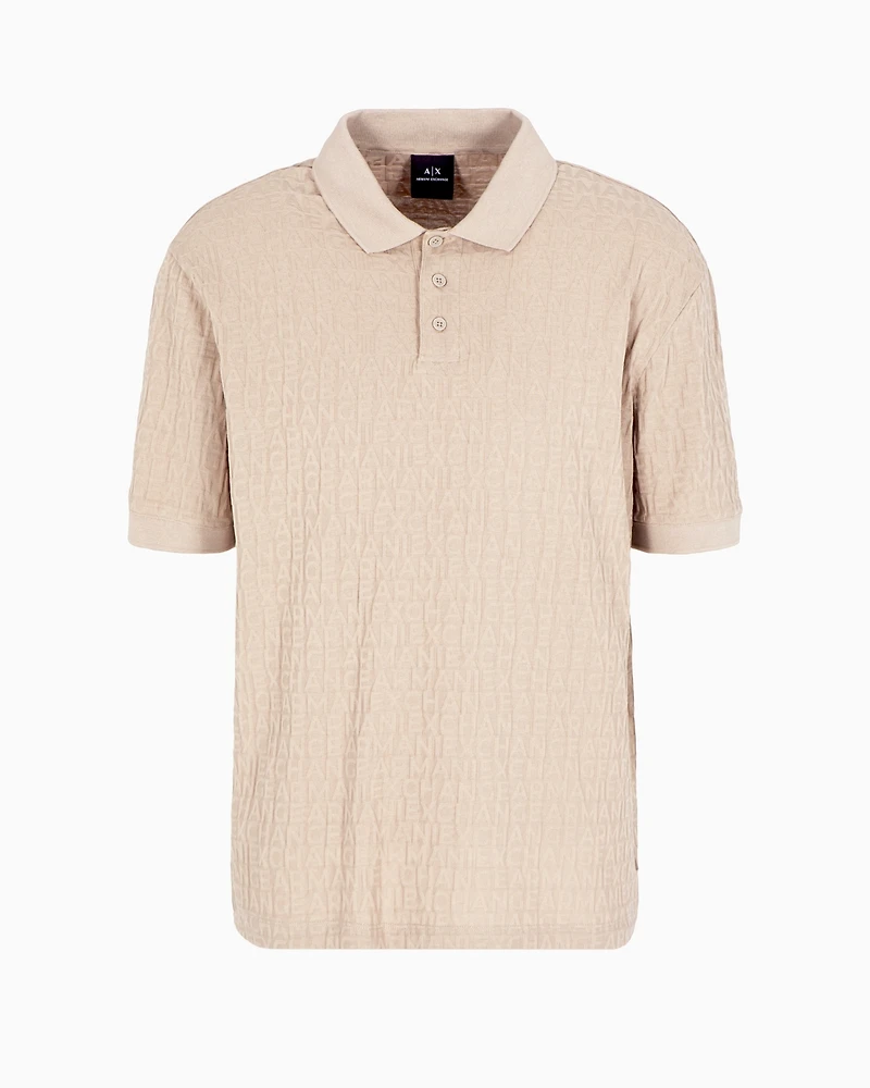 A|X Armani Exchange Men's Allover Textural Logo Polo Shirt