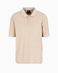 A|X Armani Exchange Men's Allover Textural Logo Polo Shirt