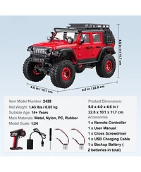Mecale Rc Car 1:24, 4WD Off-Road Truck with Lights, Extra Shell & 2 Batteries, 2-Speed Hobby Racing Toy for Boys Girls 14