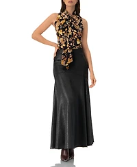 Ivonne Women's V-Neck Sleeveless Blouse with Neck Ties