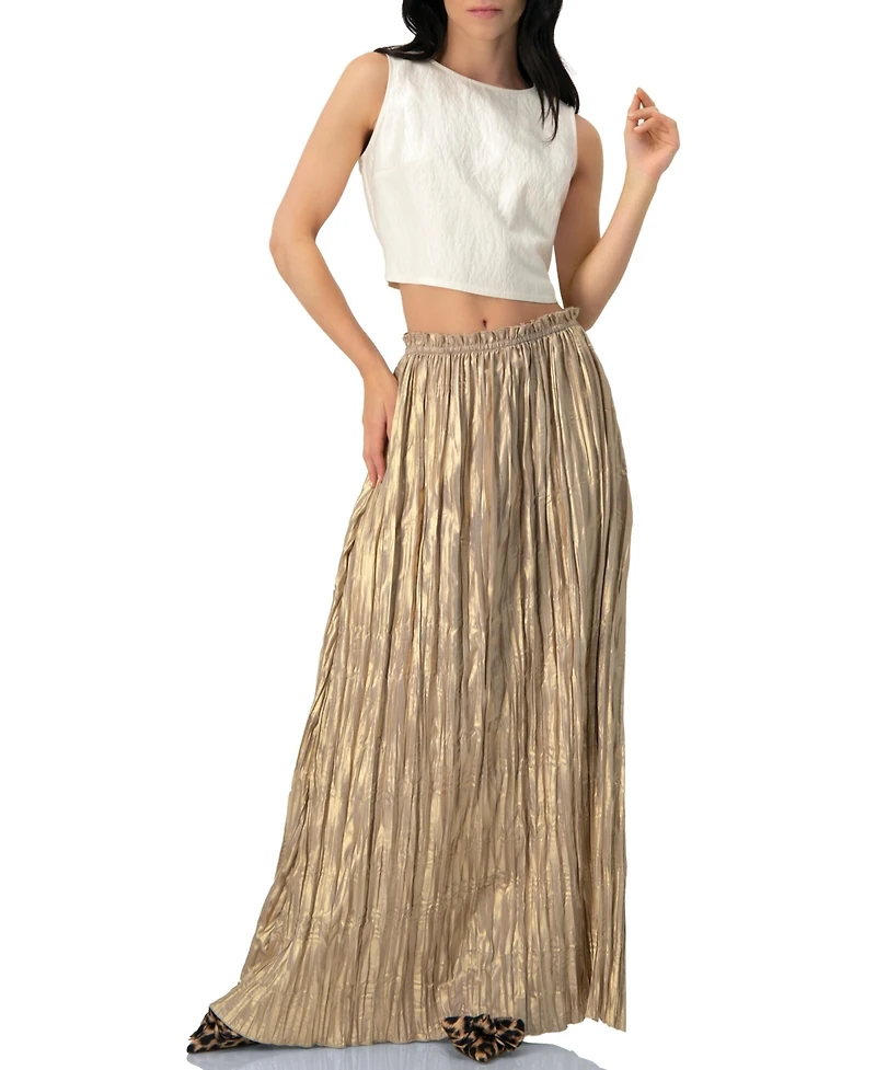 Ivonne Women's Cropped Sleeveless Top with Back Zip