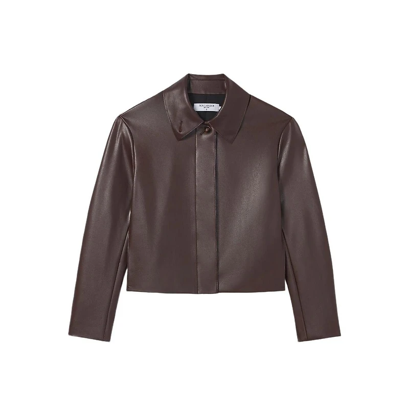 M.m.LaFleur Women's Nicky Faux Leather Cropped Jacket with Back Pleat