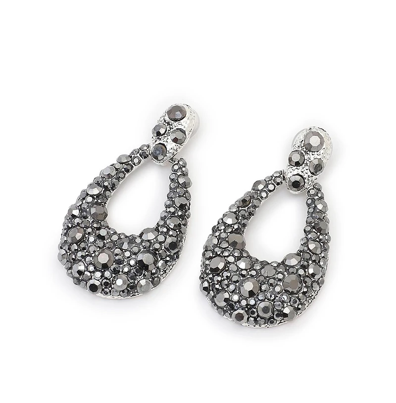 Sohi Women's Embellished Cluster Teardrop Earrings