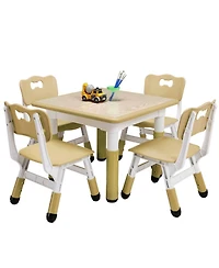 Gaomon Kids Table and 4 Chairs Set for Toddlers 5-Piece Childrens Table and Chair Set Boy & Girl Gift for Classrooms/Daycares/Home