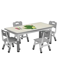 Gaomon Kids Table and 4 Chairs Set, Height Adjustable Table for 4, Kids Study Table for Home Daycare Preschool for Ages 2-8