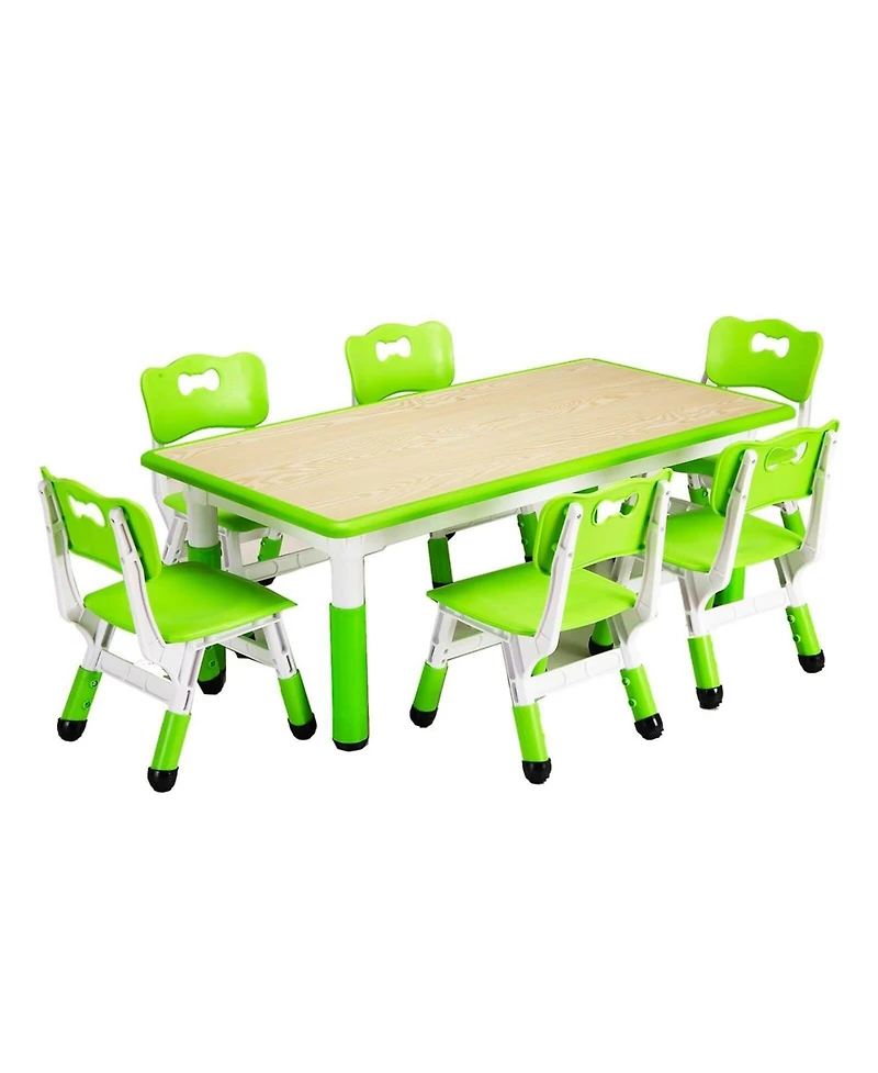 gaomon 7-Piece Kids Table and Chairs Set, Children Multi-Activity Study Table With Non-Slip Legs, Graffiti Desktop for Home/Daycares
