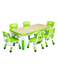 gaomon 7-Piece Kids Table and Chairs Set, Children Multi-Activity Study Table With Non-Slip Legs, Graffiti Desktop for Home/Daycares