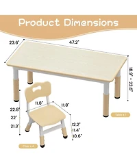 Gaomon Kids Table and 4 Chairs Set, Height Adjustable Table for 4