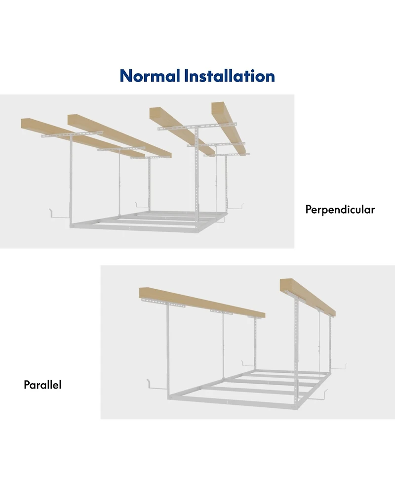 Fleximounts Ohk Frame-Only Ohk Series Ceiling Mounted Overhead Garage Storage Rack, White — 48" X 96"