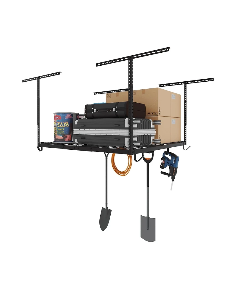 FlexiMounts Ohk Series 48 in W × 48 in D Ceiling-Mounted Overhead Garage Storage Rack – Model OHK44B-e