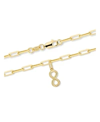 Devata Infinity Charm with Paperclip Chain Bracelet in 14K Gold, 7 in, approx. 2.6 grams.