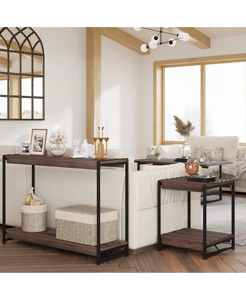 Gaomon 2-Tier Entrance Tables, Farmhouse Entryway Table, 39.5"Console Table With Storage