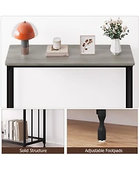 Gaomon Narrow Console Table 32" Entryway Table with Glass Shelf and Metal Frame Couch Table Side Table with 2 Storage Shelves for Living Room