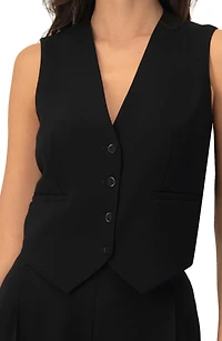 Ivonne Women's Tailored Sleeveless Vest with Button Closure